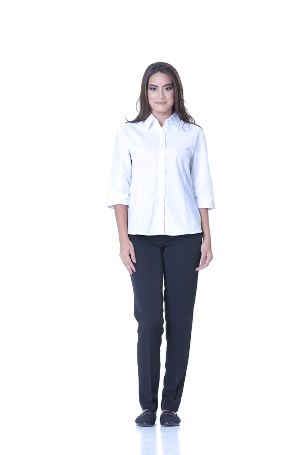 Camisa Social Feminina Manga Três Quartos